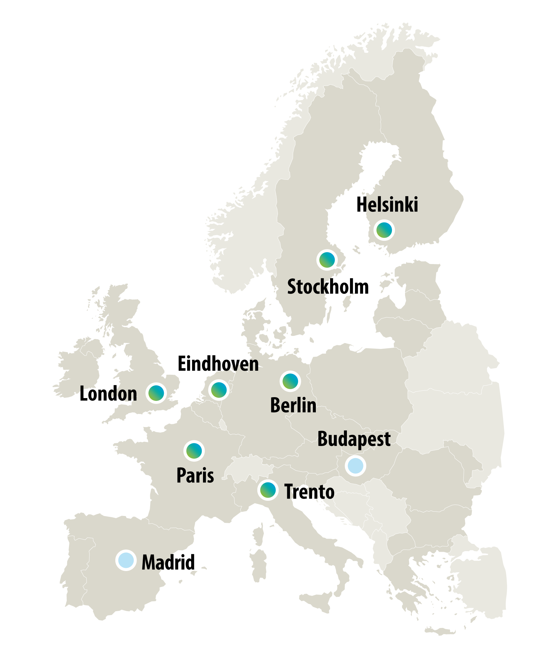 EIT Digital in Europe map